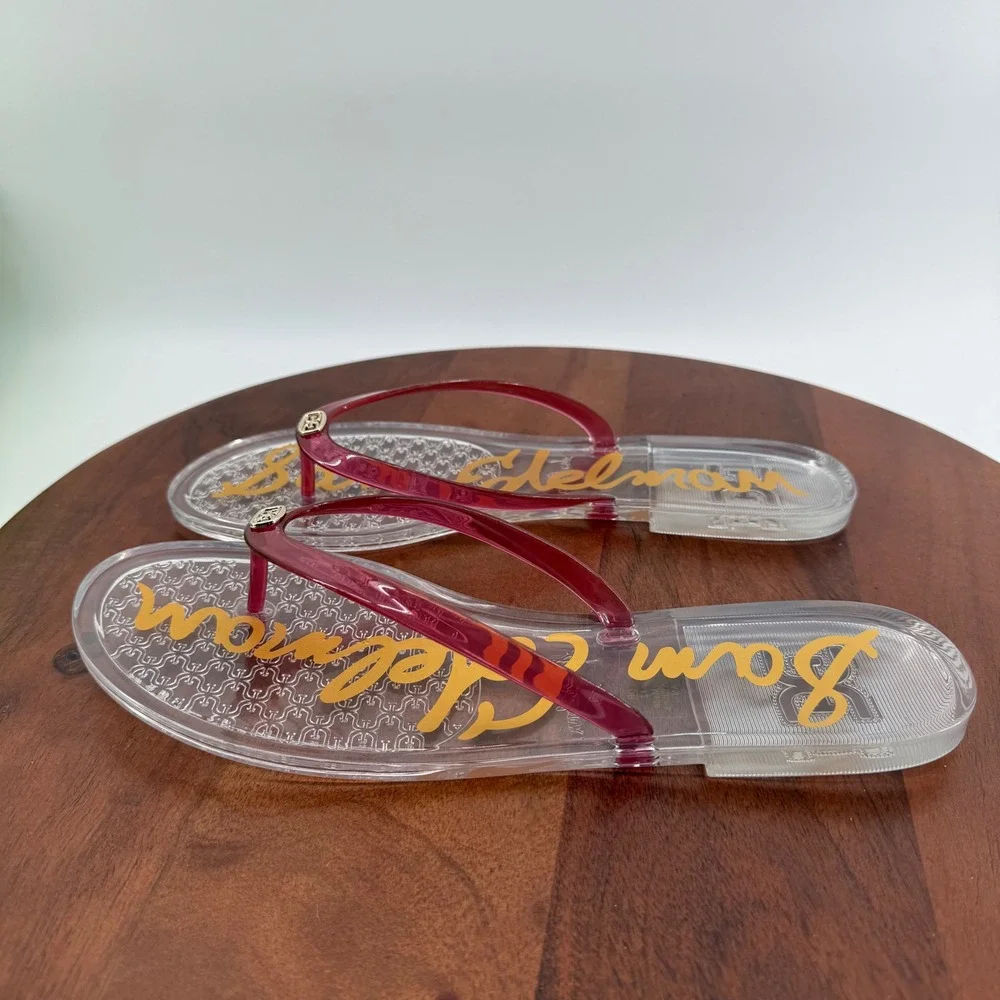 Sam Edelman Dean Flip Flop Women Clear Pink Jelly Thong Logo Sandals 11